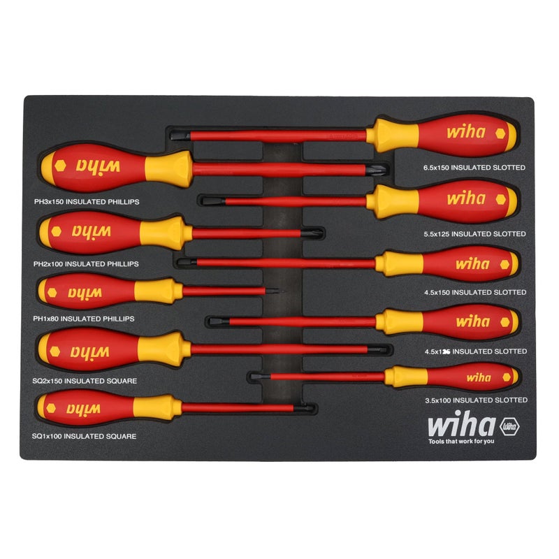 Wiha 32080 10 Piece Insulated SoftFinish Cushion Grip Screwdriver Tray Set - Image 1